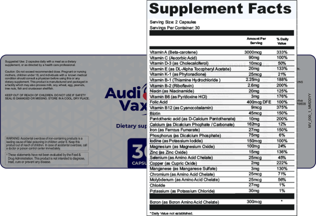 AudiVax Ingredients List