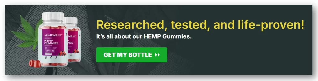 A promotional banner for Australian buyers advertising an exclusive deal of up to 50% off Via HEMP Gummies, with a button to apply the discount.